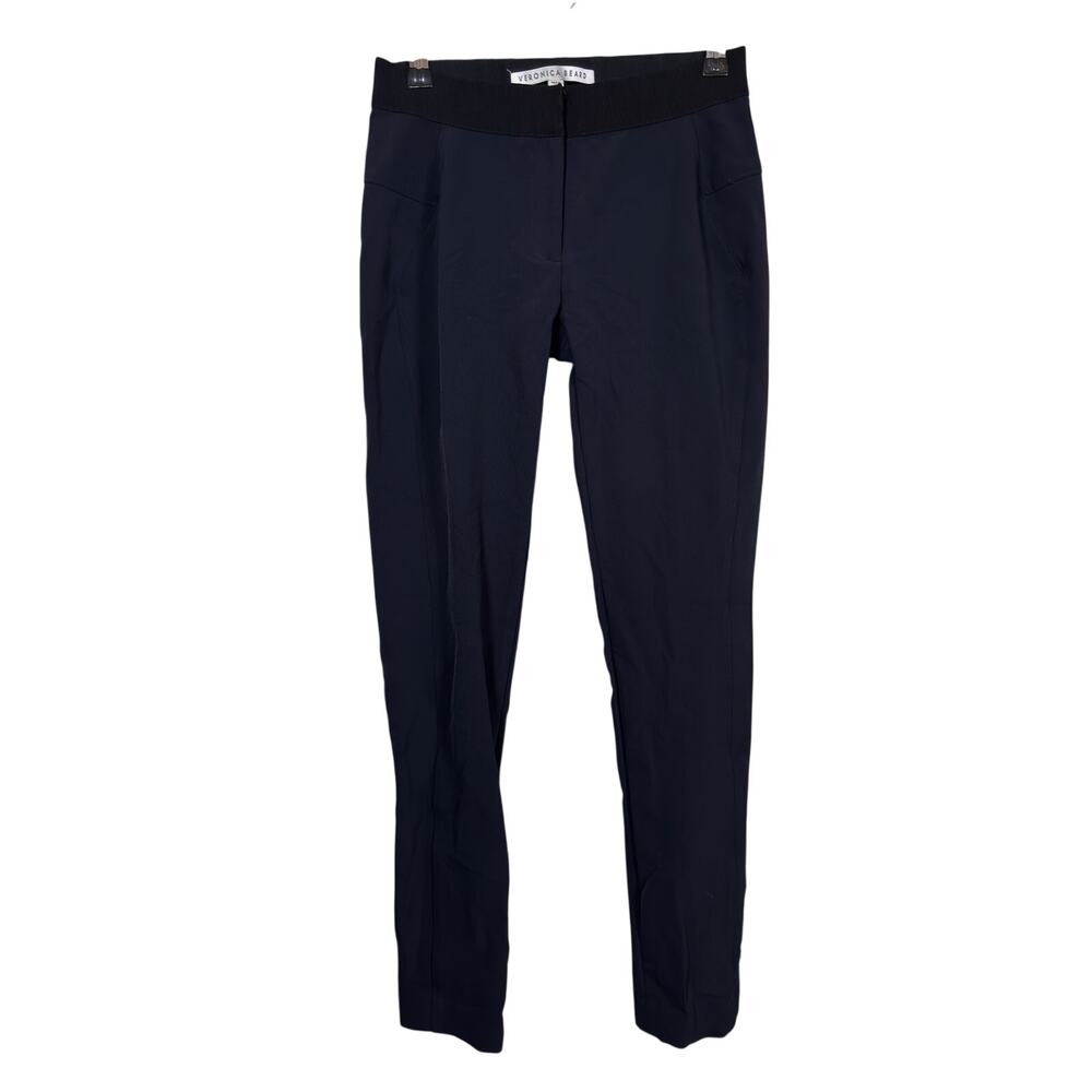 Veronica Beard Core Scuba Leggings Womens 0 Navy Blue Elastic Waist Skinny Pants